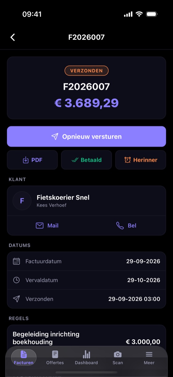 Verstuur hem en houd hem bij
