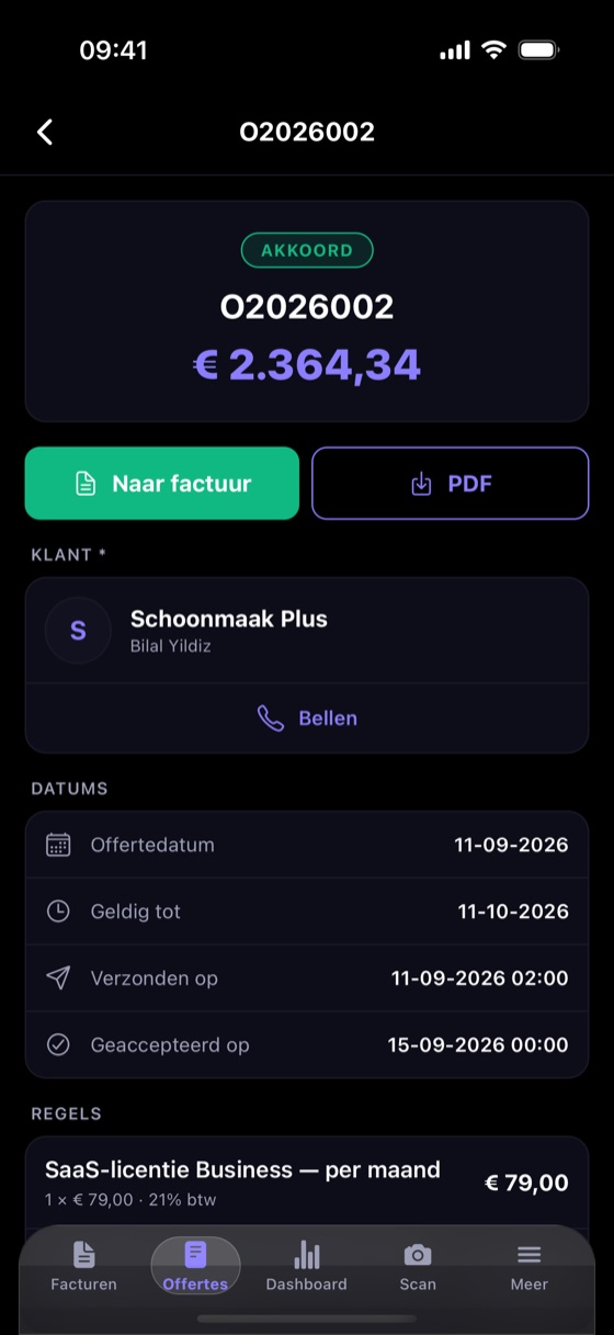 Offerte akkoord? Maak er een factuur van