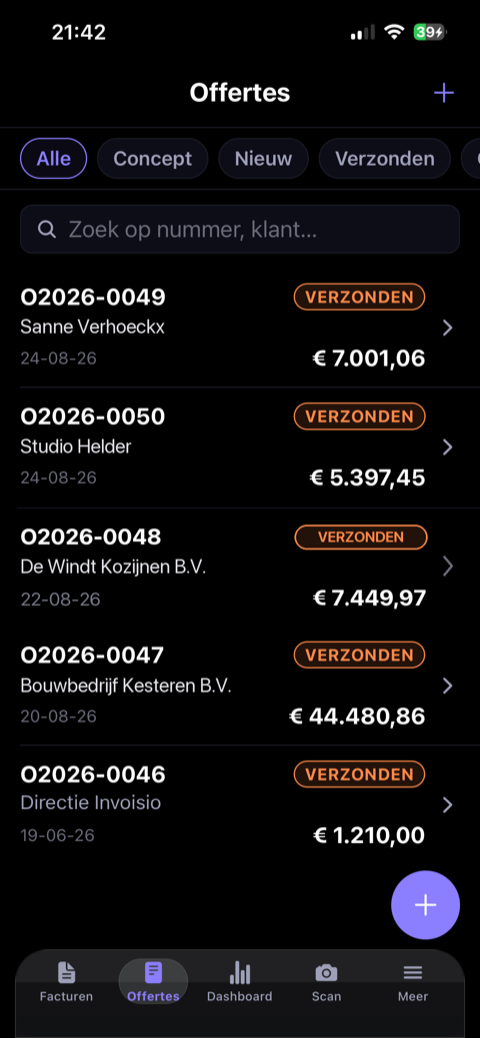 Invoisio app — offertes
