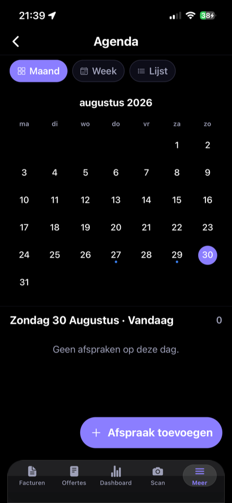 Invoisio app — agenda