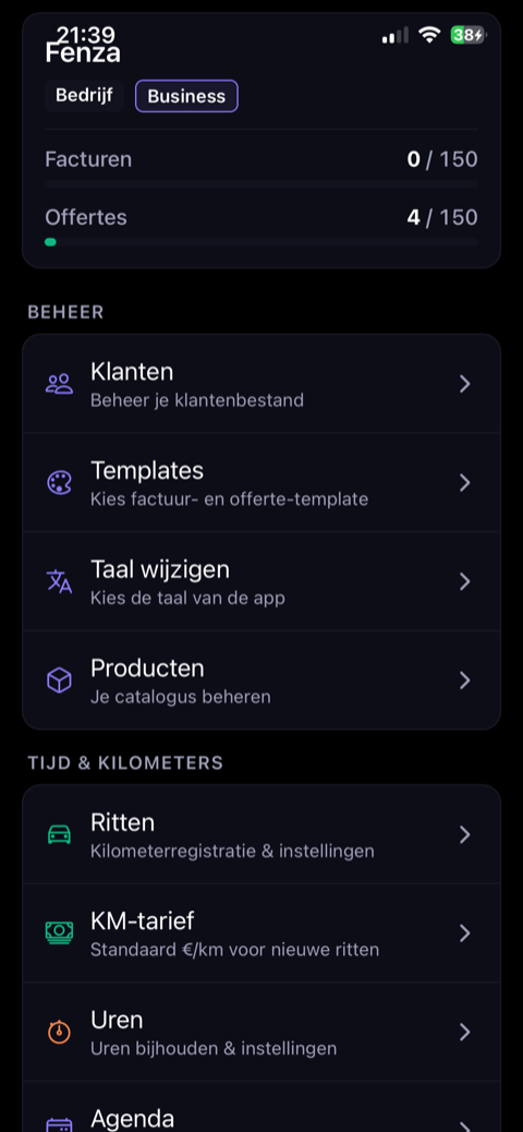 Invoisio app — beheer